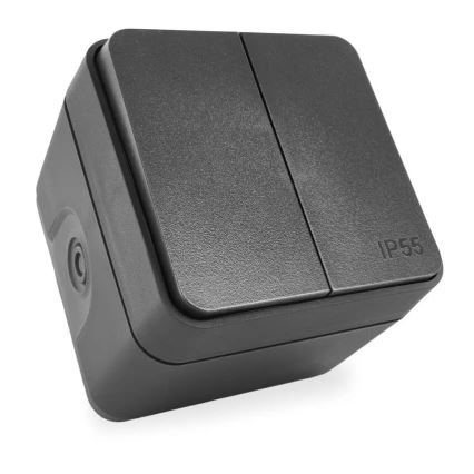 Domový dvojtlačidlový striedavý vypínač č. 6+6 IP55 antracit