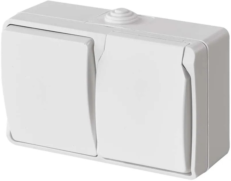 Domový striedavý spínač č. 6 so zásuvkou 250V/16A IP44 biela