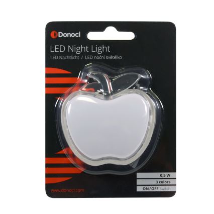 LED RGB Detské nočné svetlo LED-RGB/0,5W/230V jablko