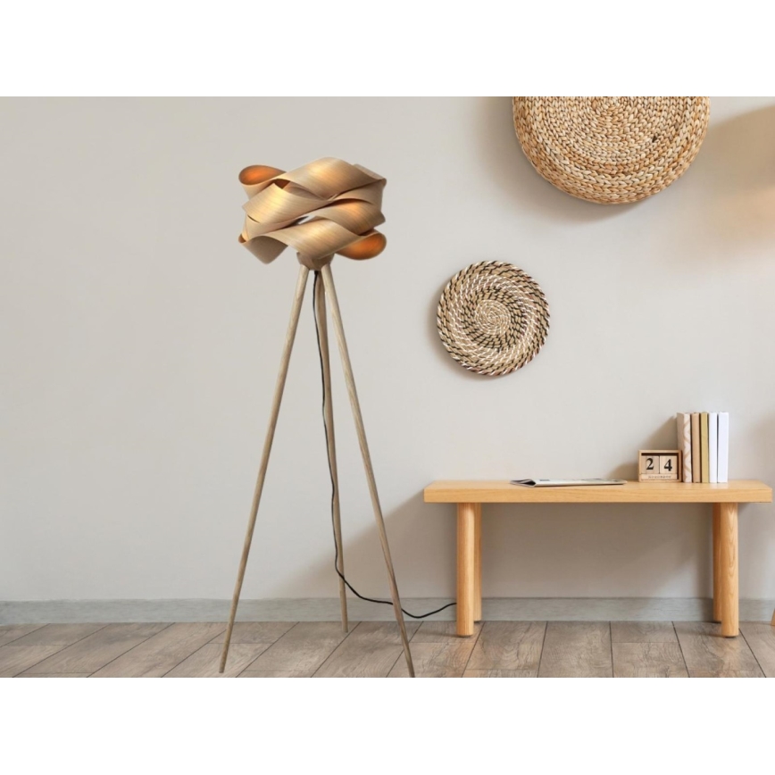 Drevená stojaca lampa 1xE27/60W/230V masív/dýha/jaseň