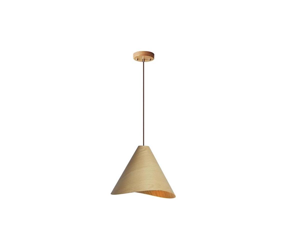 Drevený luster na lanku 1xE27/60W/230V pr. 33 cm masív/dub/kaučukovník WRE011