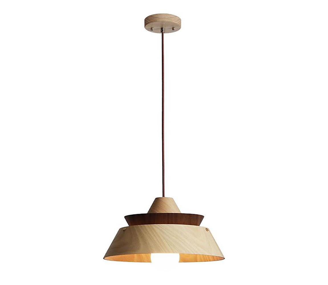 Drevený luster na lanku 1xE27/60W/230V pr. 33 cm masív/dub/orech/kaučukovník WRE041
