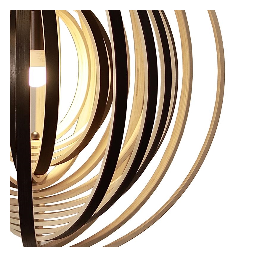 Drevený luster na lanku 1xE27/60W/230V pr. 43,5 cm masív/dyha/kaučukovník