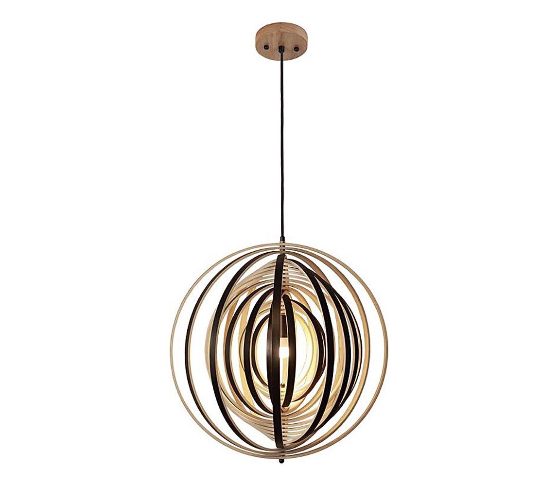 Drevený luster na lanku 1xE27/60W/230V pr. 50 cm masív/dýha/kaučukovník WRE072