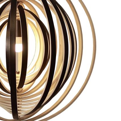 Drevený luster na lanku 1xE27/60W/230V pr. 50 cm masív/dýha/kaučukovník