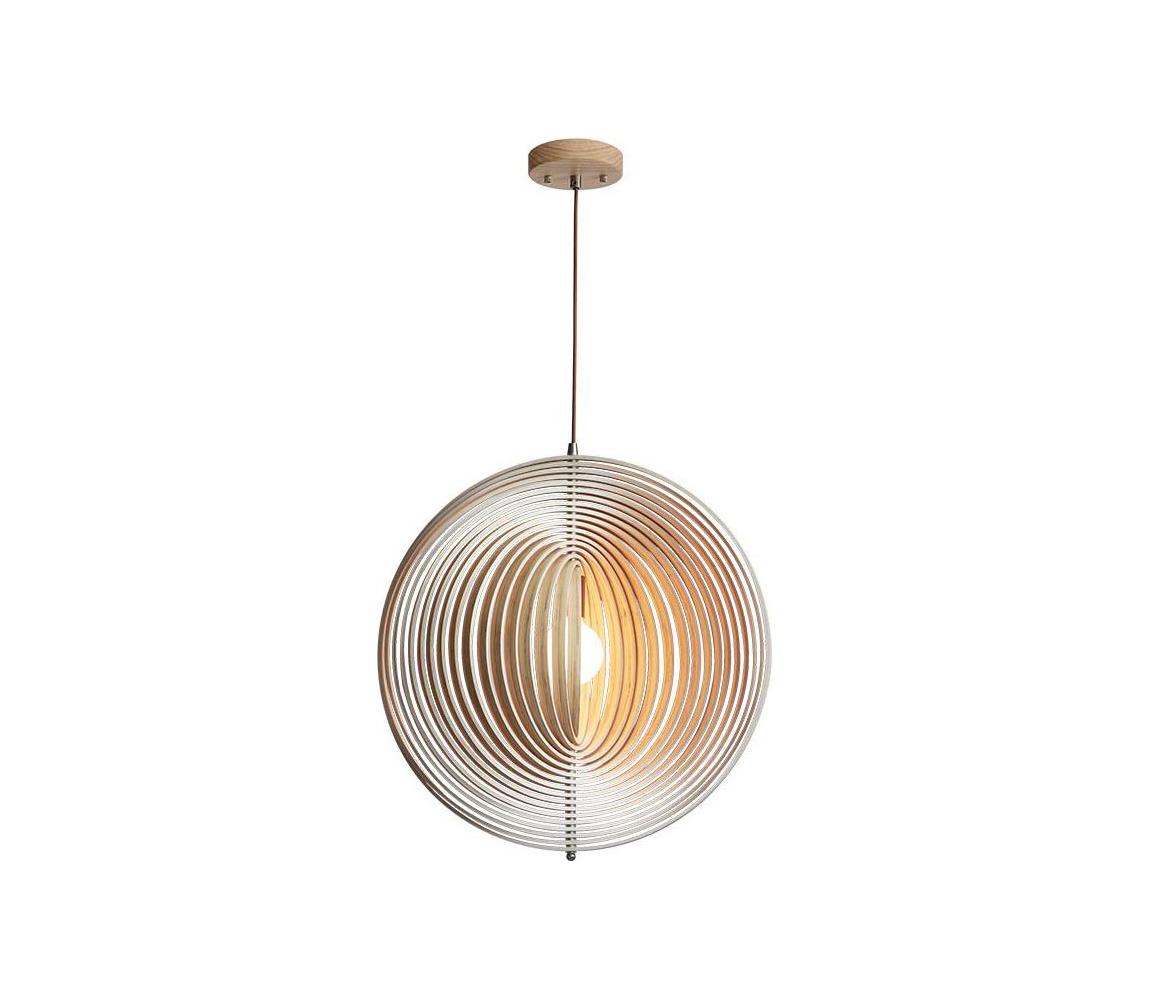 Drevený luster na lanku 1xE27/60W/230V priemer 50 cm masív/dyha/kaučukovník WRE062