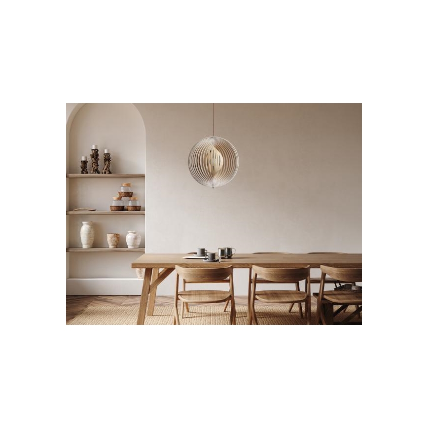 Drevený luster na lanku 1xE27/60W/230V priemer 50 cm masív/dyha/kaučukovník