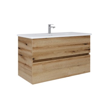 Dřevojas - Kúpeľňová skrinka s umývadlom BANO 100x47 cm dub/biela