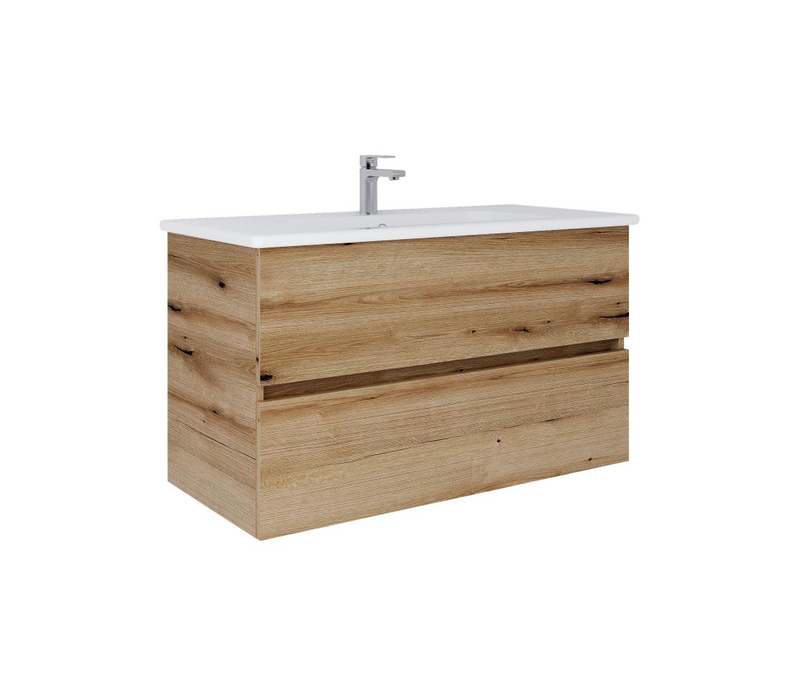 Dřevojas - Kúpeľňová skrinka s umývadlom BANO 100x47 cm dub/biela 8590828025122