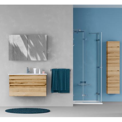 Dřevojas - Kúpeľňová skrinka s umývadlom BANO 100x47 cm dub/biela