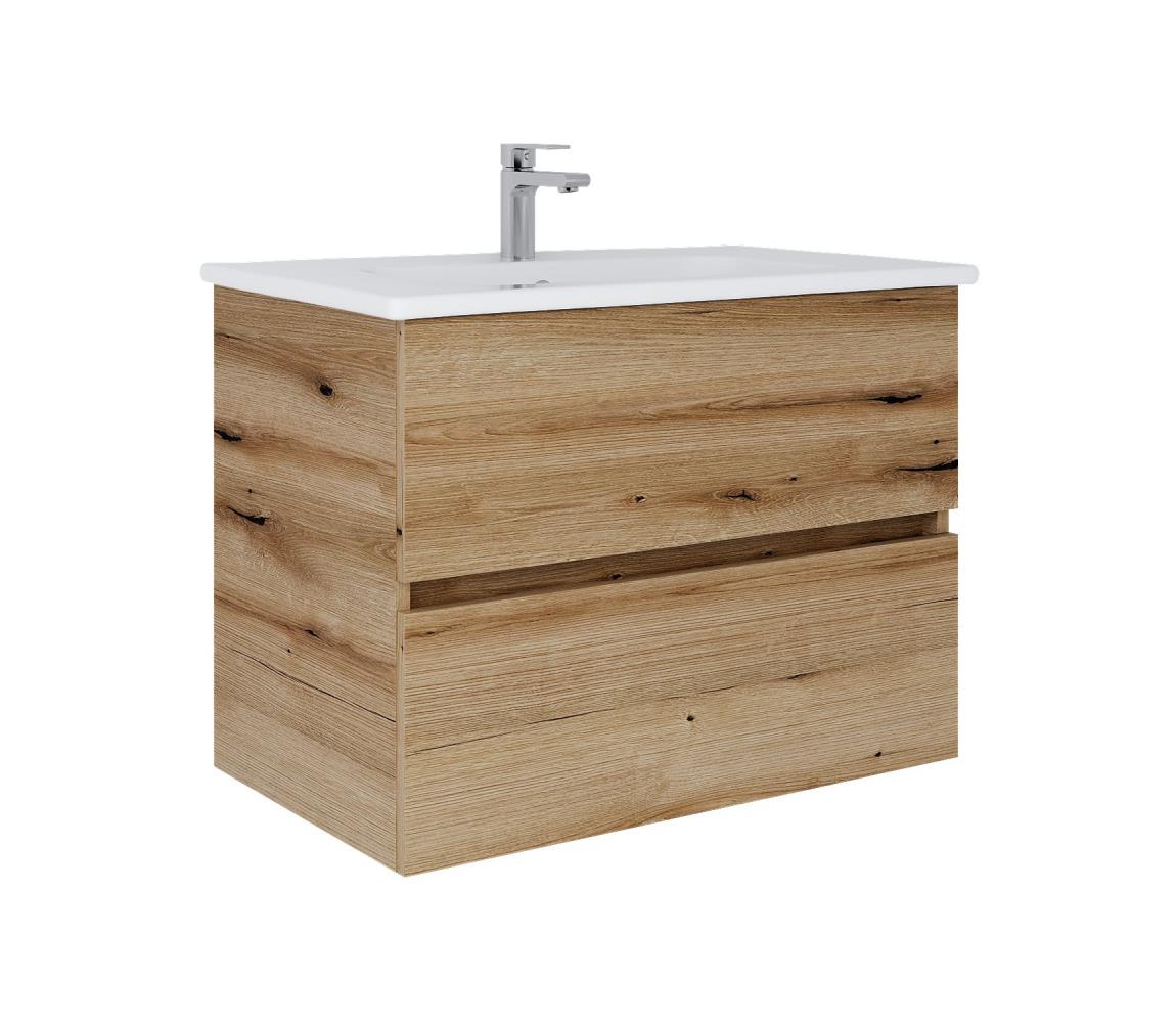 Dřevojas - Kúpeľňová skrinka s umývadlom BANO 78x47 cm dub/biela 8590828025092