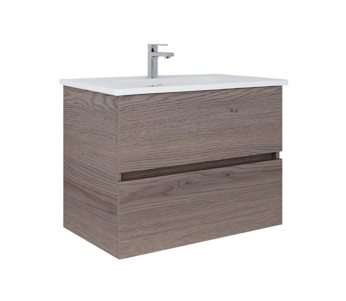 Dřevojas - Kúpeľňová skrinka s umývadlom BANO 78x47 cm tmavý dub/biela 8590828025108