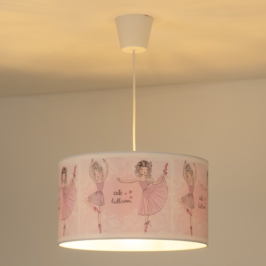 Duolla - Detský luster na lanku PRINT M 1xE27/40W/230V pr. 35 cm baletky