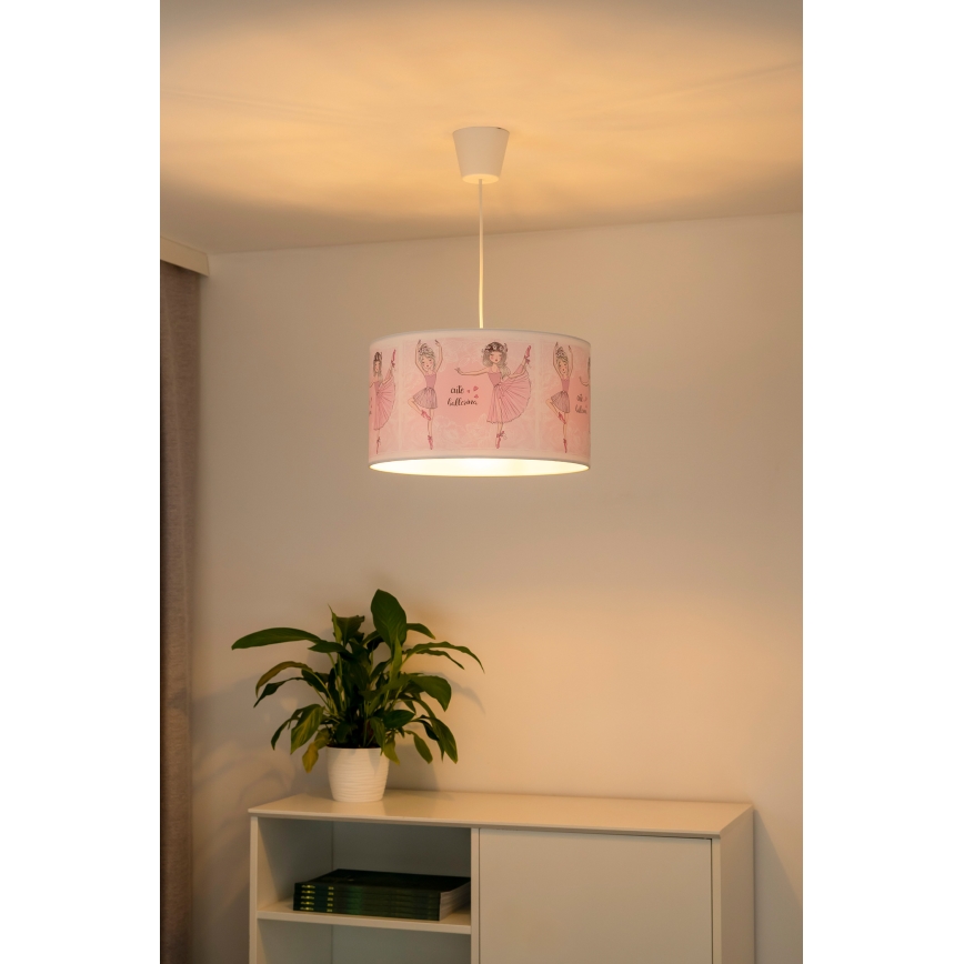Duolla - Detský luster na lanku PRINT M 1xE27/40W/230V pr. 35 cm baletky