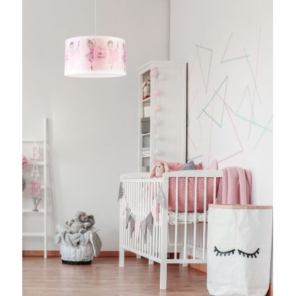 Duolla - Detský luster na lanku PRINT M 1xE27/40W/230V pr. 35 cm baletky