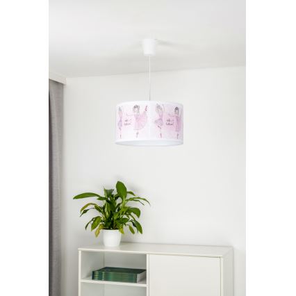 Duolla - Detský luster na lanku PRINT M 1xE27/40W/230V pr. 35 cm baletky