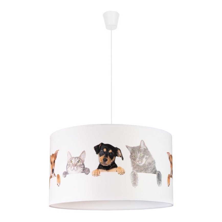 Duolla - Detský luster na lanku PRINT M 1xE27/40W/230V pr. 35 cm zvieratá