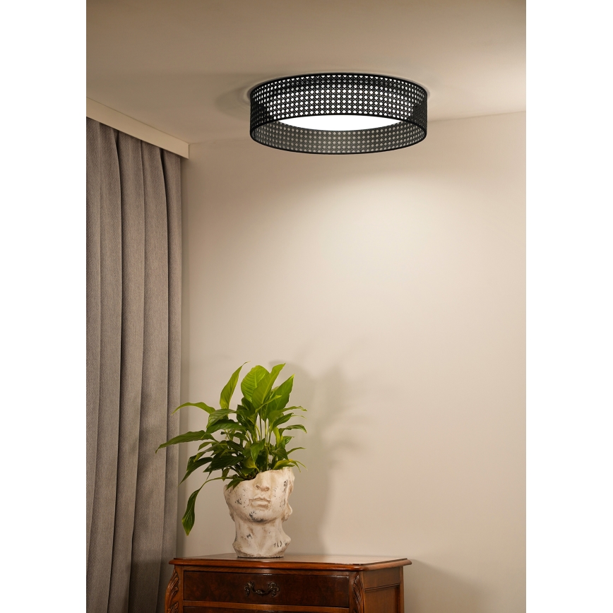 Duolla - LED Stropné svietidlo ROLLER RATTAN LED/24W/230V pr. 45 cm čierna