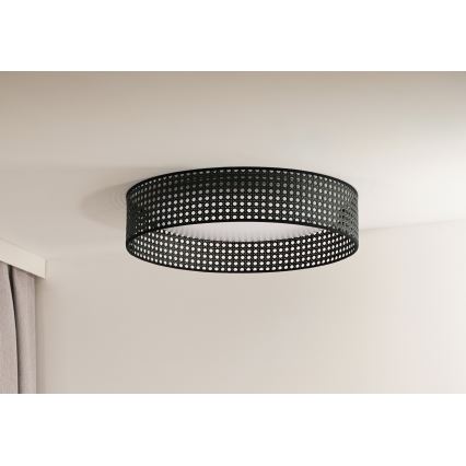 Duolla - LED Stropné svietidlo ROLLER RATTAN LED/24W/230V pr. 45 cm čierna