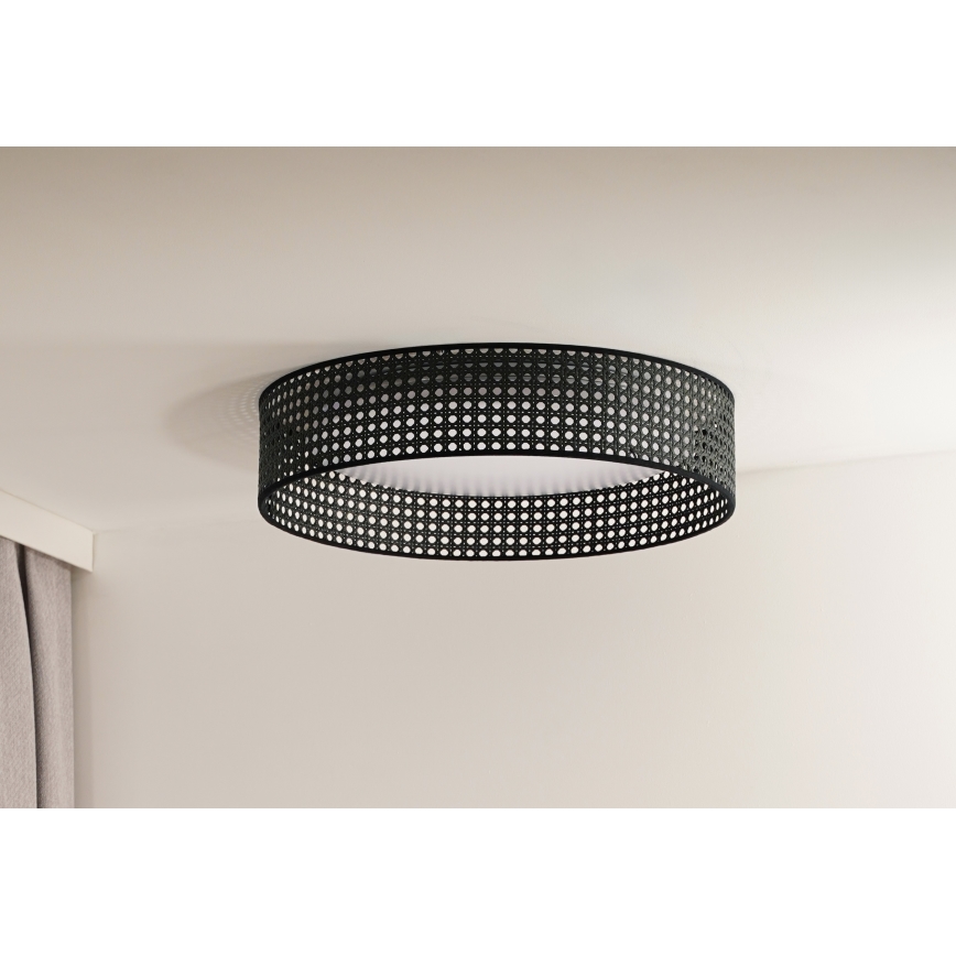 Duolla - LED Stropné svietidlo ROLLER RATTAN LED/24W/230V pr. 45 cm čierna