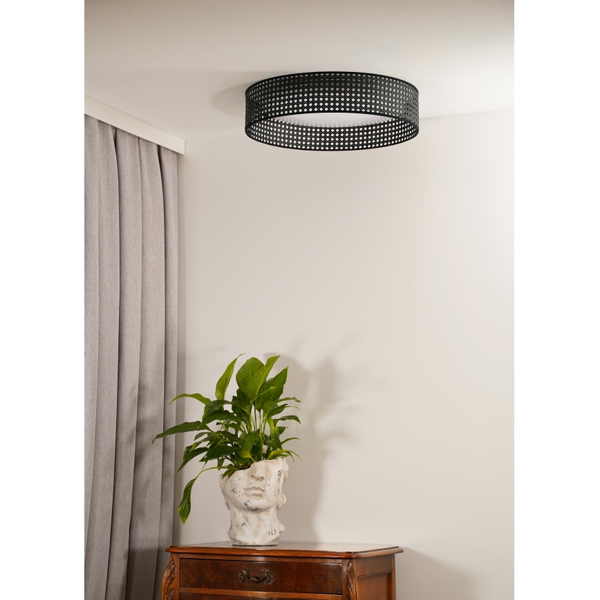 Duolla - LED Stropné svietidlo ROLLER RATTAN LED/24W/230V pr. 45 cm čierna