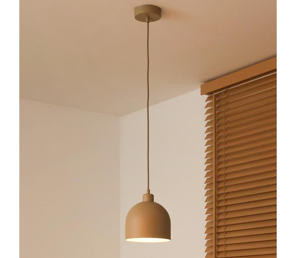 - Luster na lankovom závesení IRONLINE 1xE27/15W/230V priemer 17 cm béžový 70521