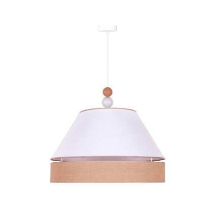 Duolla - Luster na lanku AVIGNON 1xE27/15W/230V pr. 60 cm biela/hnedá