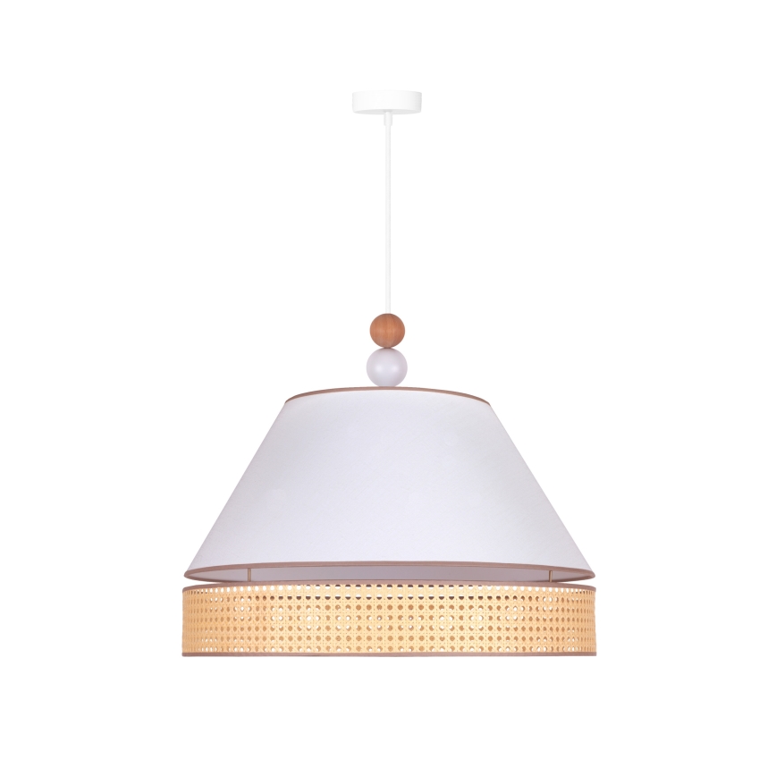 Duolla - Luster na lanku AVIGNON 1xE27/15W/230V pr. 60 cm biela/ratan