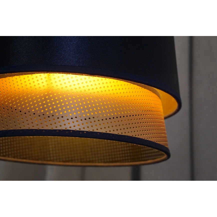 Duolla - Luster na lanku BELL SHINY 1xE27/15W/230V pr. 25 cm modrá/medená