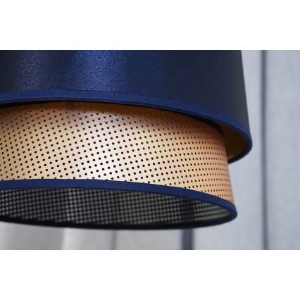 Duolla - Luster na lanku BELL SHINY 1xE27/15W/230V pr. 25 cm modrá/medená