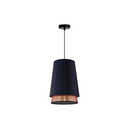 Duolla - Luster na lanku BELL SHINY 1xE27/15W/230V pr. 25 cm modrá/medená