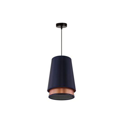 Duolla - Luster na lanku BELL SHINY 1xE27/15W/230V pr. 25 cm modrá/medená