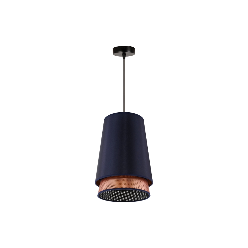 Duolla - Luster na lanku BELL SHINY 1xE27/15W/230V pr. 25 cm modrá/medená
