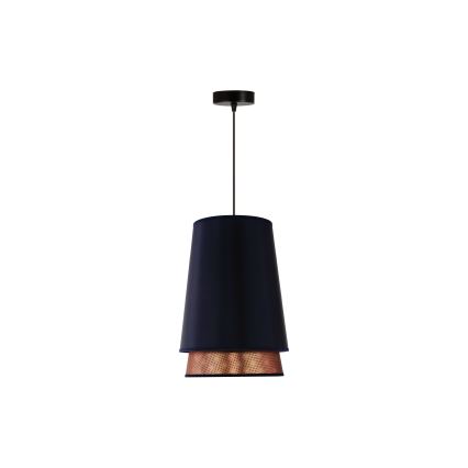 Duolla - Luster na lanku BELL SHINY 1xE27/15W/230V pr. 25 cm modrá/medená