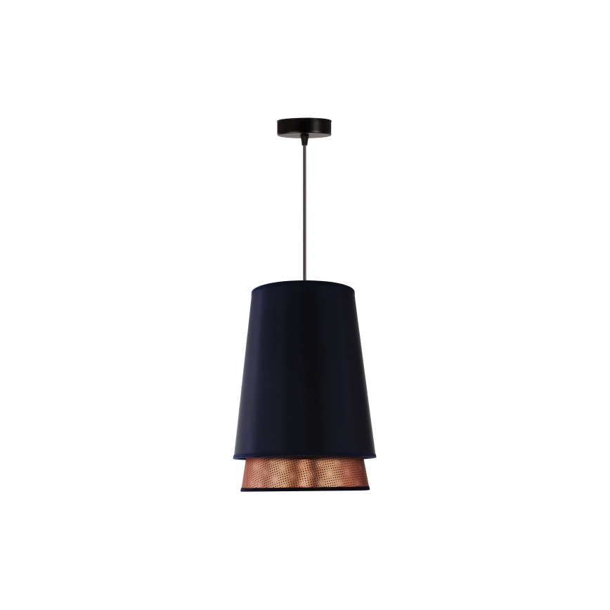 Duolla - Luster na lanku BELL SHINY 1xE27/15W/230V pr. 25 cm modrá/medená