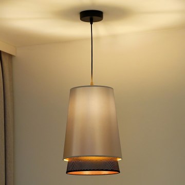 Duolla - Luster na lanku BELL SHINY 1xE27/15W/230V pr. 25 cm strieborná/čierna