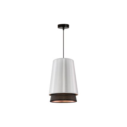 Duolla - Luster na lanku BELL SHINY 1xE27/15W/230V pr. 25 cm strieborná/čierna