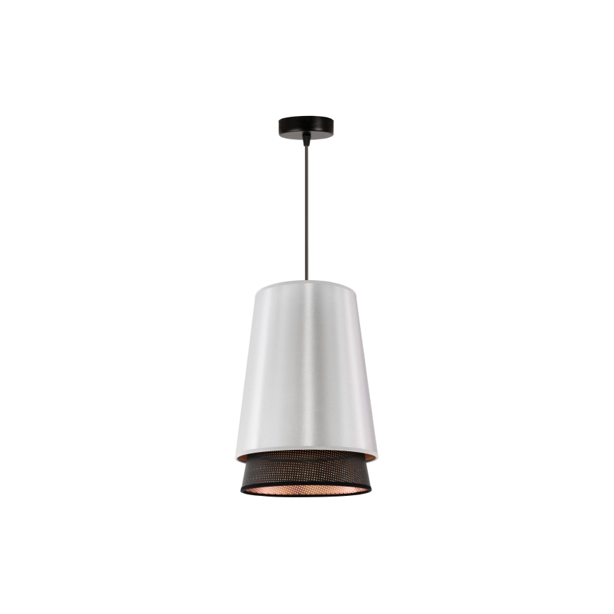 Duolla - Luster na lanku BELL SHINY 1xE27/15W/230V pr. 25 cm strieborná/čierna