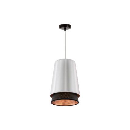 Duolla - Luster na lanku BELL SHINY 1xE27/15W/230V pr. 25 cm strieborná/čierna