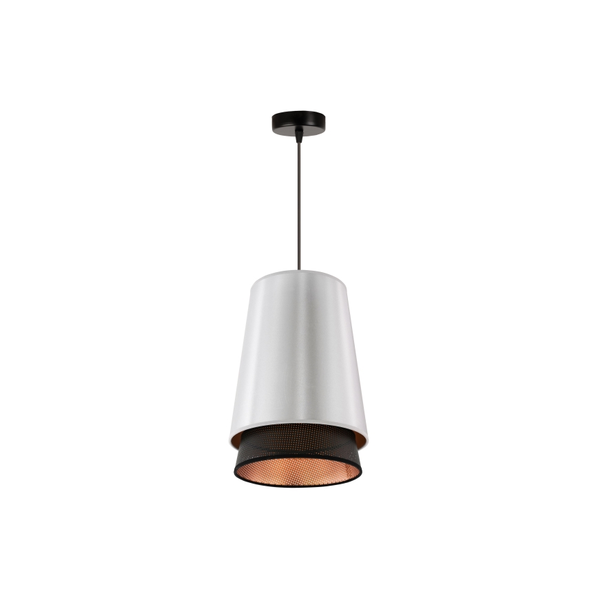 Duolla - Luster na lanku BELL SHINY 1xE27/15W/230V pr. 25 cm strieborná/čierna