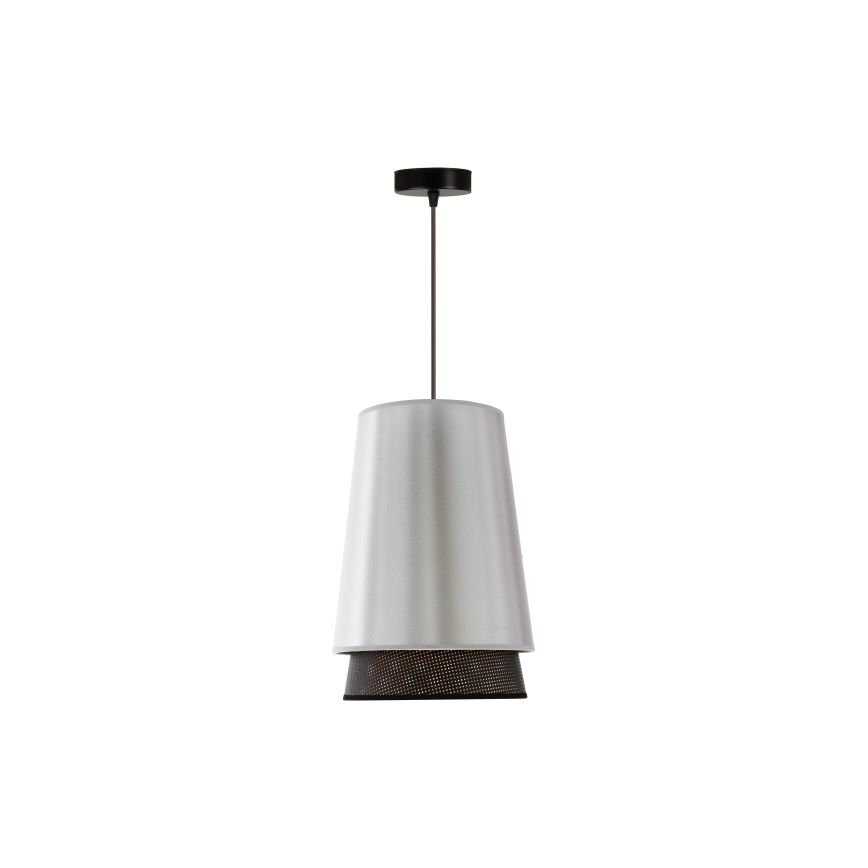 Duolla - Luster na lanku BELL SHINY 1xE27/15W/230V pr. 25 cm strieborná/čierna