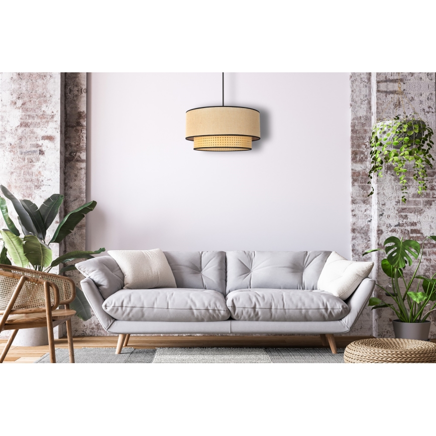 Duolla - Luster na lanku BOHO 1xE27/15W/230V pr. 45 cm béžová/ratan