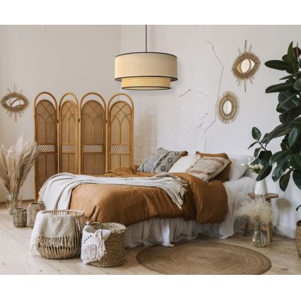 Duolla - Luster na lanku BOHO 1xE27/15W/230V pr. 45 cm béžová/ratan