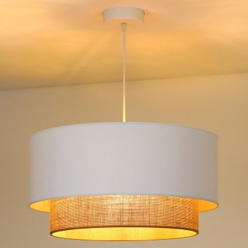 Duolla - Luster na lanku BOHO 1xE27/15W/230V pr. 45 cm biela/hnedá