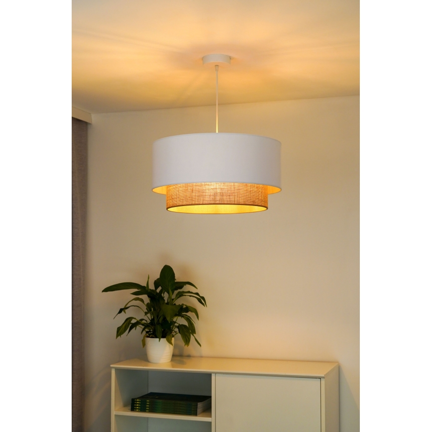 Duolla - Luster na lanku BOHO 1xE27/15W/230V pr. 45 cm biela/hnedá