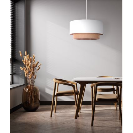 Duolla - Luster na lanku BOHO 1xE27/15W/230V pr. 45 cm biela/hnedá