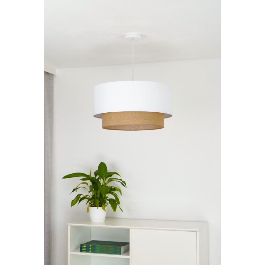 Duolla - Luster na lanku BOHO 1xE27/15W/230V pr. 45 cm biela/hnedá