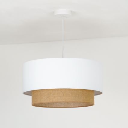 Duolla - Luster na lanku BOHO 1xE27/15W/230V pr. 45 cm biela/hnedá