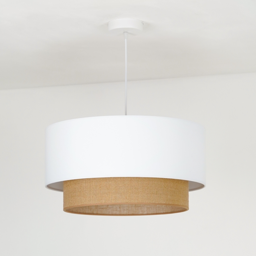 Duolla - Luster na lanku BOHO 1xE27/15W/230V pr. 45 cm biela/hnedá