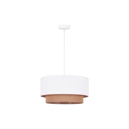 Duolla - Luster na lanku BOHO 1xE27/15W/230V pr. 45 cm biela/hnedá